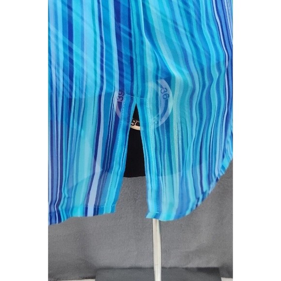 2 pc Virgo Petite Womens‎ 6P Sheer Blouse Long Sleeves Turquoise Shell Buttons - Picture 3 of 16